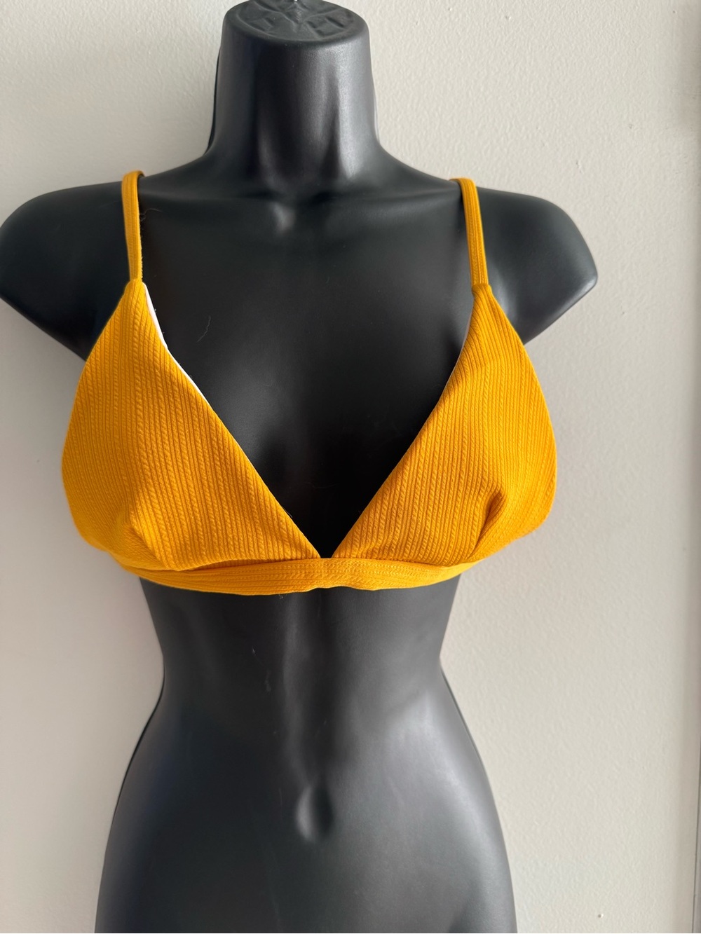 Women's Mustard Ribbed Triangle Bikini Top - Chic Swimwear